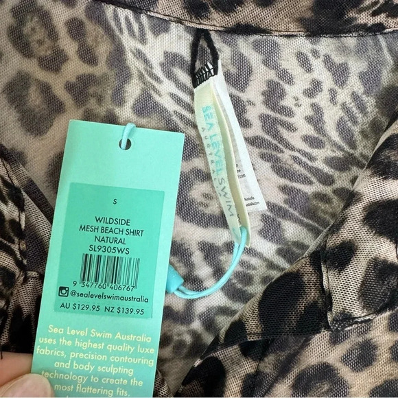 SEA LEVEL Wildside Mesh Beach Coverup Caftan Shirt Animal Print Size S NWT - Picture 11 of 13